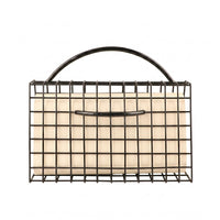 Handbag-Shaped Ornament Black Iron Grid Desk Ornament Carry Handle Metal Handbag Decor