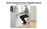Nordic design Clear rearrest Bar Stool Transparent rear Counter Chair Easy to Clean Seating Furniture Modern Design for homeowners, Restaurant Owners, Adults, Kitchen Island, Cafe, Lounge, Dining Room
