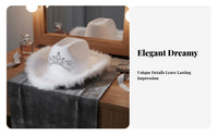 Tiara Cowgirl Hat Includes Chin Strap Rhinestone Cowboy Hat Breathable Material Fashion Headwear for Women, Brides, Concerts, Nightclubs, Photo Booths