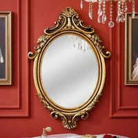 Gold Classical Oval Decorative Wall Mirror with Ornate Pattern