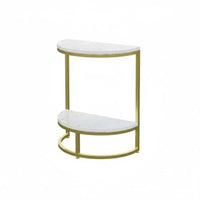 C-Shaped Design dual-level Halfcircular table Modern aesthetic 2-Tier Accent Table Space-Saving Nightstand Movable for Apartment Dwellers, Homeowners, Students, Living Room, Bedroom, Small Spaces, Entryway