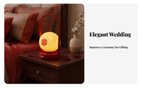 Red Wedding Lantern Lamp Continuous Dimming Dimmable Night Light Long Battery Life Electric Bedside Lamp for Newlyweds, Couples, Bedroom