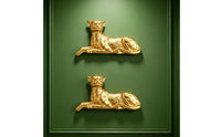 2 Pieces Textured Resin Leopard Decor Spotted Gold Leopard Ornament Reclining Light Switch Cover Detailed Face