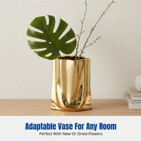 Ceramic Vase, Modern Wrinkle Electroplated Decorative Flower Arrangement, Luxury Minimalist Home Decor for Living Room