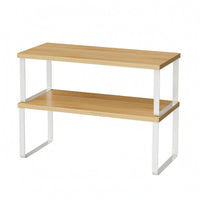 2 Pieces Two-Tier Desktop Storage Rack Rectangular 2-Tier Desk Shelf