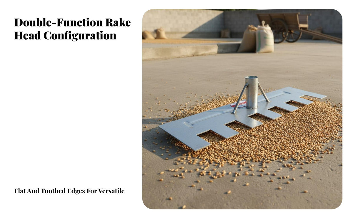 Heavy Duty Grain Rake Construction Multi-Function Farm Rake Effort-Saving Manganese Steel Push for Farmers, Landscapers, Driveway