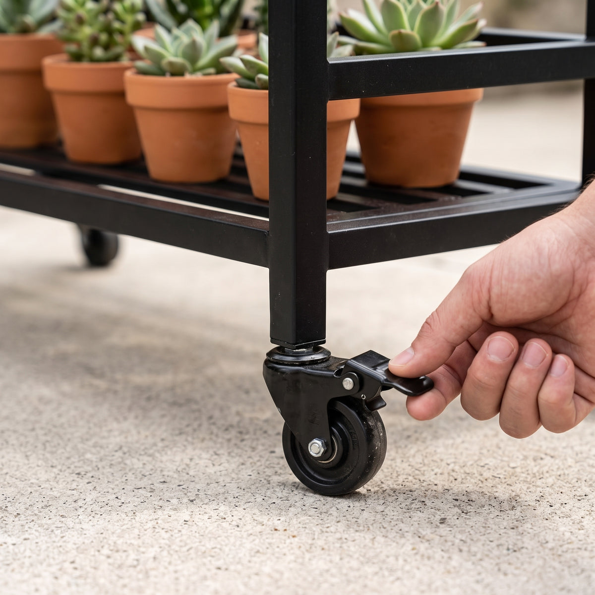 Multi-Tier Carbon Steel Plant Stand with Wheels for Indoor/Outdoor Use