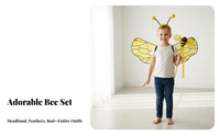 3 Pieces Pollinator Wing Pair Headband Rod Set Cute Design Pollinator Wing Pair and Antenna Headband Eye-Catching Bumblebee Dress-up Set for Children