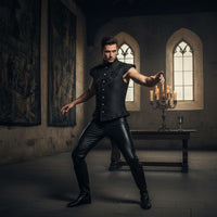 Historical Performance Vest Floral Pattern Historical Doublet Vest Sleeveless Pirate Waistcoat for Men, Theater, Party