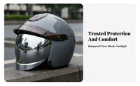 Electric Bike Half Helmet 3C Certified Half Helmet with Sun Visor Glare-Reducing Guarding Headwear for Men, Commuters, Commuting, City Streets