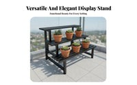 Multi-Tier Plant Shelf Tiered Design Ladder Design Flower Rack Stainless Steel Frame 3-Tier Ladder Plant Stand for Collectors, Balcony, Patio