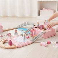 Long-Lasting Castle Train Set with Storage Box Portable Train Set with Storage Box Mixed-Material Magical for Toddlers