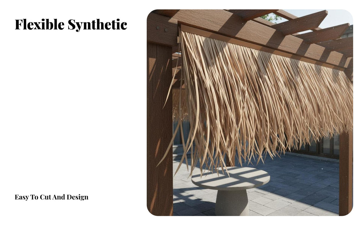 Heat Insulating Simulation Thatch Shingle Realistic Appearance Faux Thatch Roof Tile Weather Resistant for Homeowners, Courtyard, Theme Park