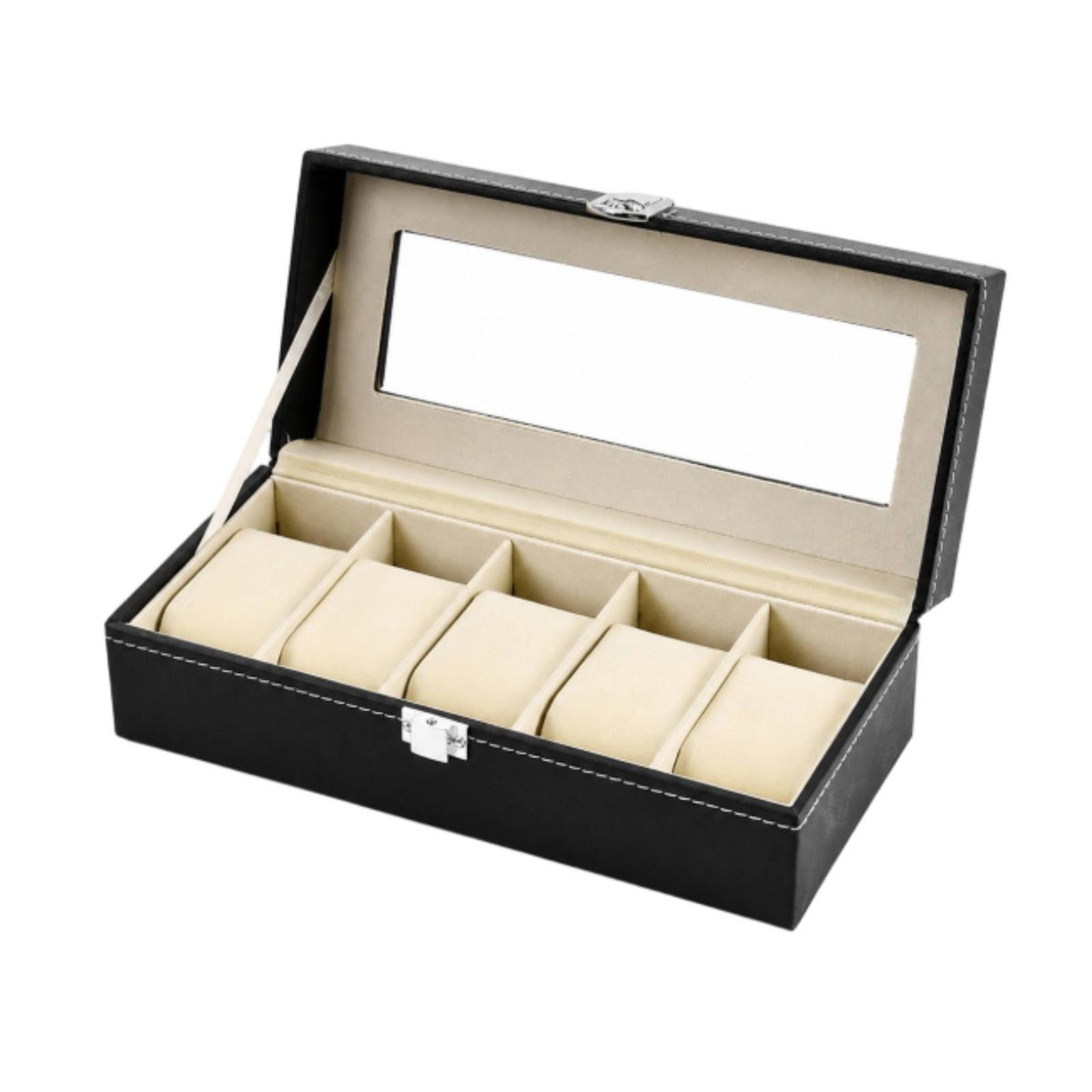 Watch Storage Box Leather Organizer Transparent for Dresser, Men