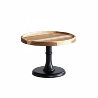 Elegant Design Wooden Pedestal Cake Stand Multi-Design Acacia Wood Cake Plate Sturdy Base High Foot Dessert Tray for Wedding