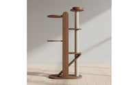Wooden Cat Climber Climbing Tree Walnut Finish Cat Climbing Towers Structure Diagonal Ramp Pet Accessory