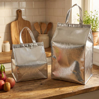 Travel Bag and Cool Bag for Food Storage, Thickened Laminated Film Picnic Bag with Hook and Loop, Large Capacity Delivery Bag, Food Bag Men