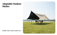 Waterproof Octagonal Camping Tarp Sunlight Protection Multipurpose Tarp Kit Blackout Coating Sun Shelter Portable for Campers, Families, Backpackers, Outdoors, Picnics, Hiking, Backyard