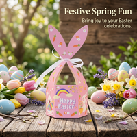 Easter Treat Boxes with Handle, Happy Easter Gift Boxes for Party Favours, Easter Party Boxes for Kids, Easter Candy Boxes