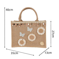 Jute Tote Bag Structured Rectangular Tote Bag Effortless to Tidy Daily Carrier for Gift Carrying