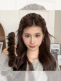 复古毛绒豹纹发箍女2025新款洗脸化妆敷面膜秋冬头箍增高颅顶头饰