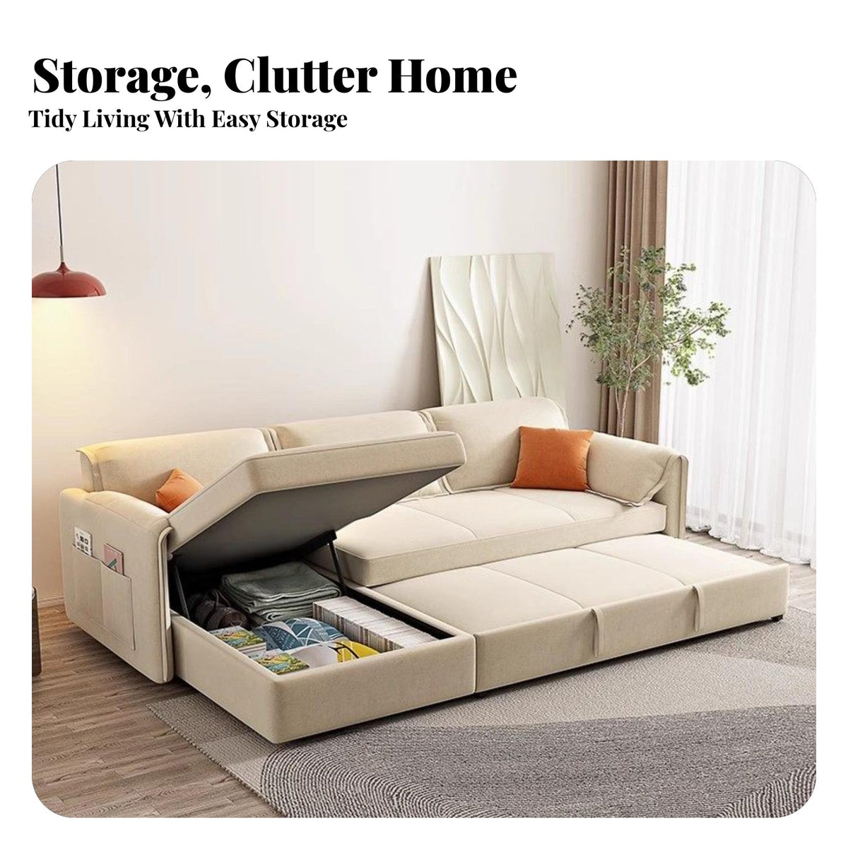 Fold-Foldaway Daybed with Elephant Ear Armrests 2-in-1 Design Sleeper Sofa Includes Chaise transformable Couch for Families, Homeowners, Bedroom, Home Office