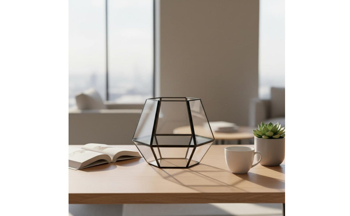 Geometric Glass Terrarium Decorative Centerpiece Geometric Glass Planter Desktop Drought-Tolerant Plant Terrarium Great Gift