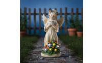 LED Lights Resin Angel Sculpture Lamp Auto on Deactivated Solar Angel Statue Floral Design Solar Garden Statue Waterproof