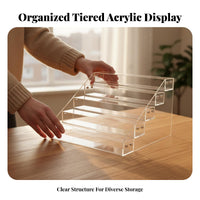 Acrylic Display Riser Multi-Tier Design Figurine Display Stand Tiered Shelf Organizer Transparent Clear Step Shelf for Desktop