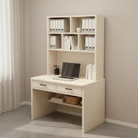 Computer Desk with Bookshelf Space-Saving Writing Table with Storage Drawers Wide Desktop Desk with Hutch for Students, Small Areas, Home Office