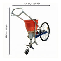Metal Frame and Fertilizer Planter Plastic Hopper Hand Push Seeder Wheeled Hand-Pushed Spreader Long Handle