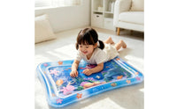 Sealed Chamber Baby Water Play Mat Raised Border Inflatable Tummy Time Water Mat Transparent Blue Underwater Print
