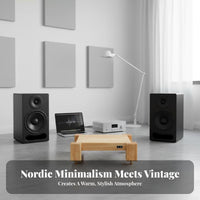 Sturdy Construction Solid Wood Amplifier Stand Heavy Duty Single Tier Audio Isolation Platform Anti-Skid Design Wooden Amp Rack Vintage Look for Audiophiles, Home Theater, Recording Studio, Living Room