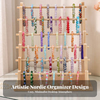 Space Saving Wooden Tiered Bracelet Stand Tangle-Tangle-Resistant Solid Wood Prayer Bead Holder Easy Reach for Boutique Owners, Craft Fair