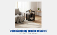 Modern Sofa Side Table, Square Rolling Storage Cabinet, Multi-Functional Coffee Table for Living Room, Bedroom Nightstand