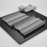 2 Pieces Stepped End Railway Bridge Ramp Section Guard Rails Elevated Track Ramp Plank Detail for Railroad Diorama