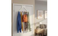 No-Drill Installation over-the-Door Hook Rack Heavy Duty 6-Hook Clothes Hanger Tangle-Snag-Resistant Round Hooks Household Storage for Bedroom, Entryway, Bathroom