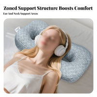 Neck Support Anti-Pressure Ear Pillow Ergonomic Design Pillow with Ear Holes Breathable for CNH Patients, Headphone Users, Beauty Salon, Bed