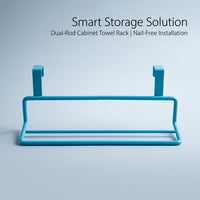 Cabinet Pantry Cloth Holder with 2 Tier Iron Towel Rack for Door Back, No Drill Tea Storage for Students