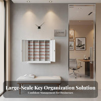 Lockable Wall-Mounted Key Cabinet Heavy-Duty Construction Multi-Slot Key and File Cabinet Labeled Slots Security Storage for Property Estate Agents, Building Administrators, Car Dealership Personnel, Rental Agency, Office, Garage