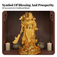 Feng Shui Guan Gong Statue Good Luck Symbol Guan Yu Statue Essence Ual Gift Chinese Warrior God Sculpture Decorative Ornament for Business Owners, Cultural Art Collectors, Homeowners, Home Altar, Living Room, Away Ice, Entryway