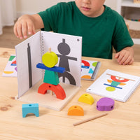 Shadow Matching Game 3D Spatial Reasoning Toy Colorful Wooden Toy with Challenge Cards for Children, Playroom