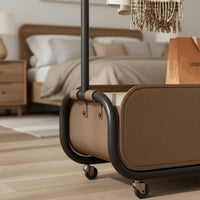 Rolling Clothes Rack with Storage Bin Space Saving Mobile Garment Rack with Shelf Large Capacity Bedroom Valet Stand for Entryway, Dorm Room