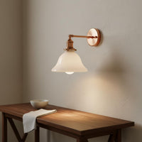 Brass Wall Lamp Foldable White Glass Shade Sconce for Study