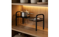 Telescoping Freestanding Sink Shelf Rack Matte Black Wire Basket Sink Organizer Open Design Adjustable Cabinet Shelf