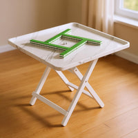 X-Shaped Support Folding Mahjong Table Tray-Like Foldable Square Table Compact Storage Recreation Furniture Metal Legs for Gaming, Small Spaces, Home Use