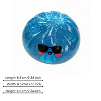 Cartoon Face Press Toy Squeezable Glitter Stress Ball Gel Stress Ball Quiet Glitter Squishy Toy Nontoxic