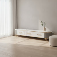TV Cabinet Curved-Front Cabinet with Drawers Minimalist Entertainment Center with Drawers for Living Room
