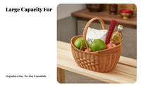 Faux Wicker &bazaar Tote sturdy Plastic Wicker tote Easy to Clean for Kitchen