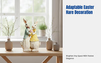 Easter Couple Bunny Resin Decoration, Flower Holder Bunny Figurine, Home Study Garden Decor, Traditional Design